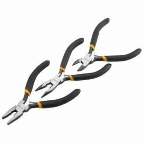 Tolsen 3Pc Pliers Set 4.5 4.5, Drop Forged Special Tool Steel, Nickel Plated, Dipped Handle 10038